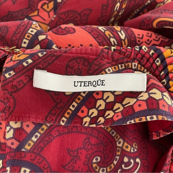 UTERQÜE Silk Bohemian Dress Batwings Paisley Print size Small - Picture 3 of 8